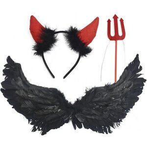 Musdoney Angel Wings with Devil Horns and Devil Pitchfork
